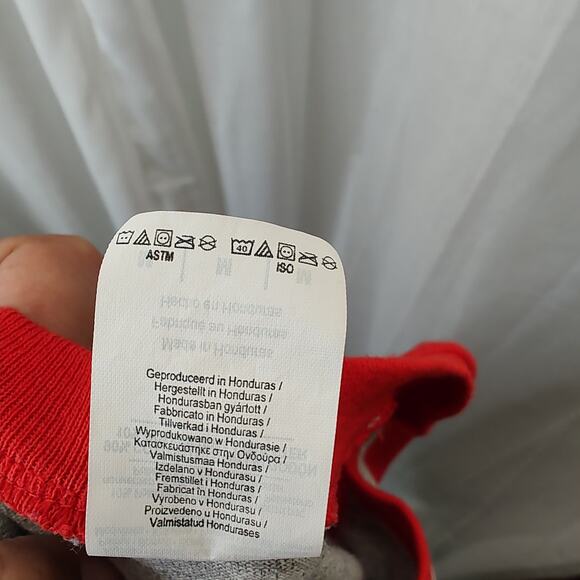 Gildan Red Heather Gray "There's No Crying in Baseball" Henley, M - Picture 7 of 8